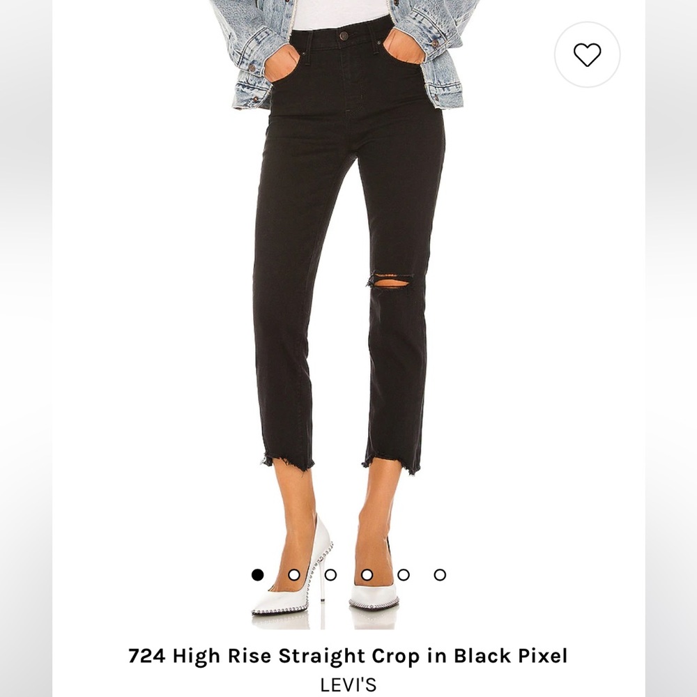 NWOT Levi’s 724 High Rise Straight Crop in Black Pixel